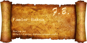 Famler Baksa névjegykártya